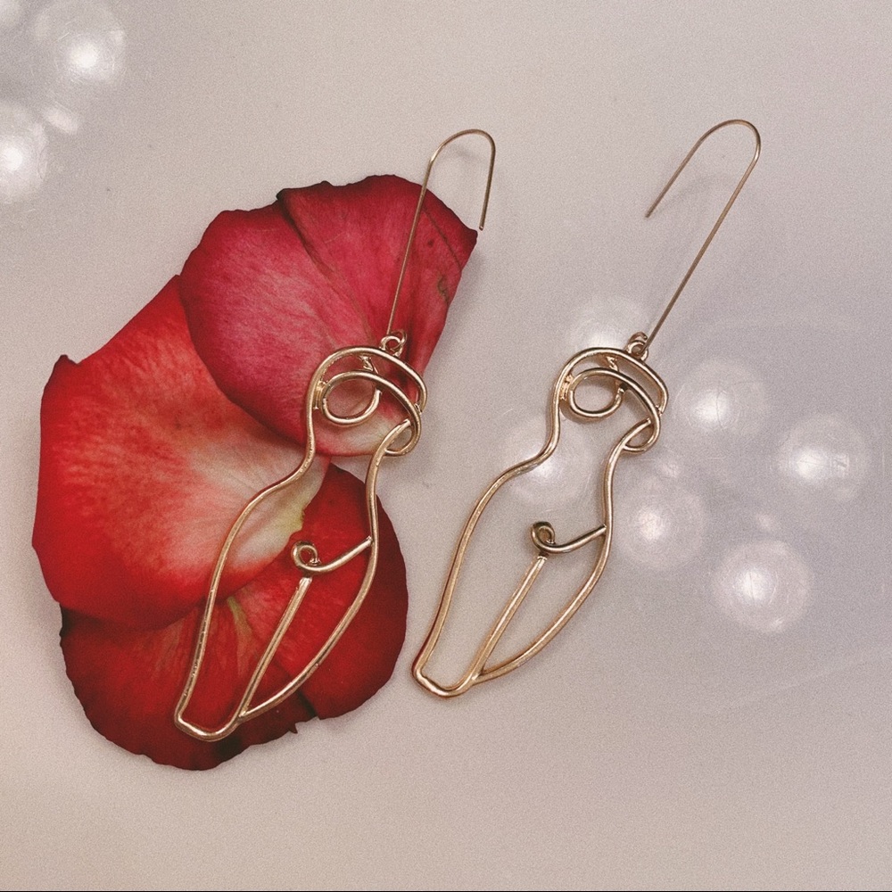 Female Figure Earrings Artsy Earrings - Picture 3 of 9